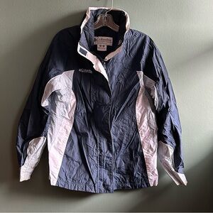 Columbia | Navy & White Bugaboo Windbreaker Jacket with Hidden Hood